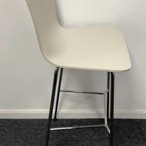 Used Vitra Hal RE Chrome High Stool with Ice Grey Recycled Plastic Seat