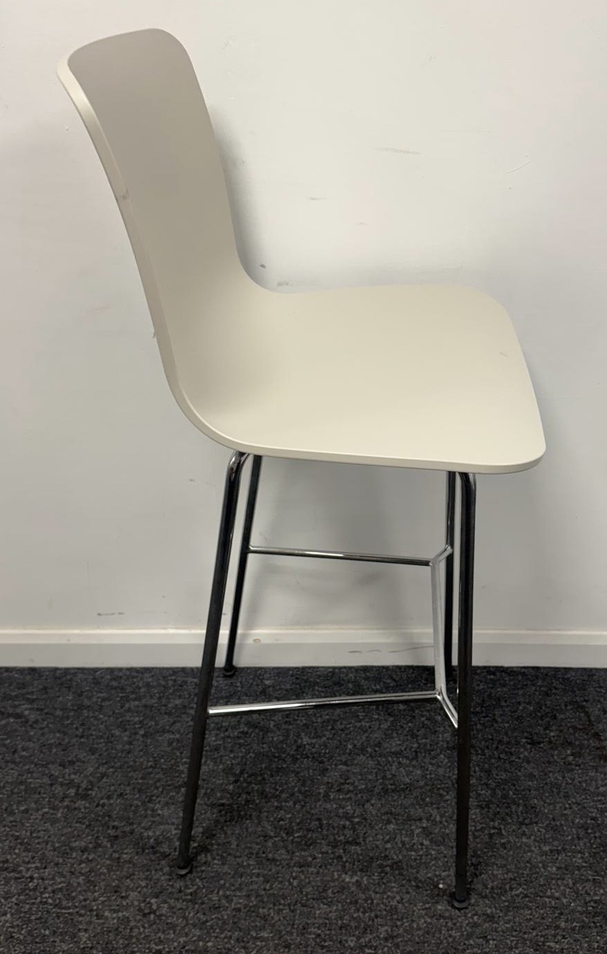 Used Vitra Hal RE Chrome High Stool with Ice Grey Recycled Plastic Seat