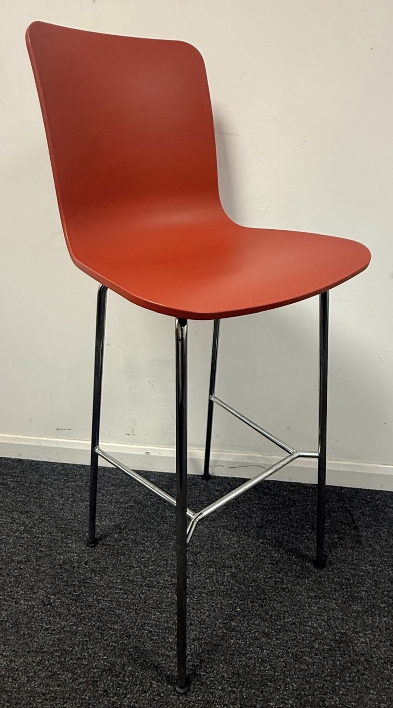 Vitra Hal RE Chrome High Stool Brick Recycled Plastic Seat