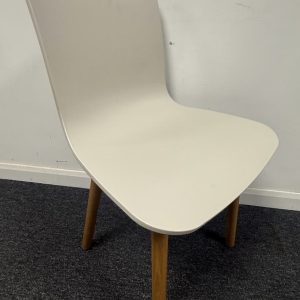 Vitra Hal RE Wood Chair with Ivory Recycled Plastic Seat