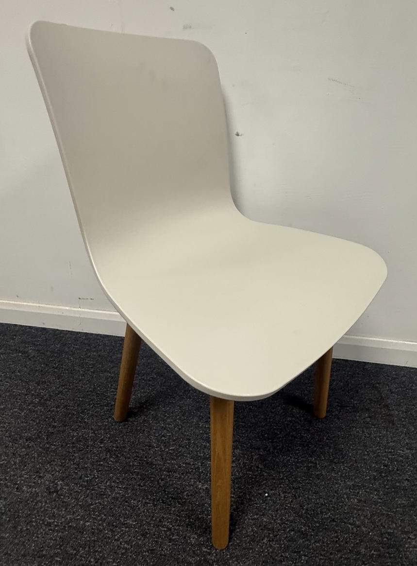 Vitra Hal RE Wood Chair with Ivory Recycled Plastic Seat