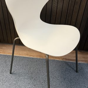Frovi Ego White Pu stacking Breakout chair on metal legs