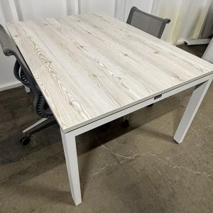 Steelcase Meeting table 1800 X 1200 Rag Washed Oak on White Goalpost Frame