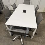 Steelcase Meeting table 2M X 1M White Laminate on White Goalpost Frame