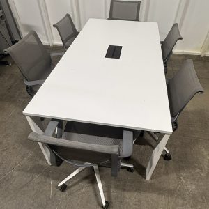 Steelcase Meeting table 1800 X 1000 White Laminate on White Goalpost Frame