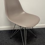 Used Vitra Eames DSR chair with sand PU Seat on chrome wire frame