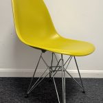 Used Vitra Eames DSR chair with Mustard 34 PU Seat on chrome wire frame