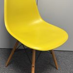 Vitra Eames DSW chair Mustard 34 Seat on natural wood Legs