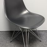 Used Vitra Eames DSR chair with BLACK PU Seat on chrome wire frame