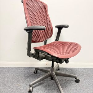 Herman Miller Celle in chestnut red with height adjustable arms and adjustable lumbar bar